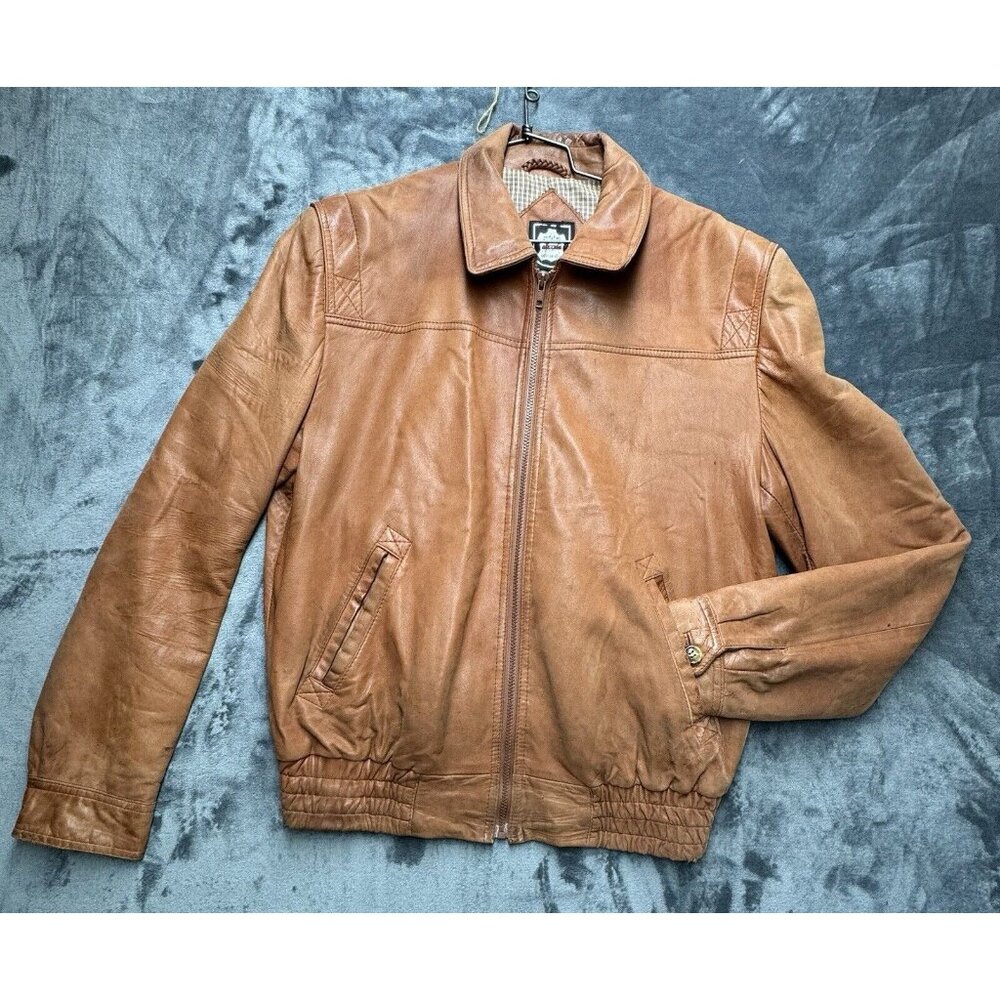 VTG Creation Alexida Cuir De‎ Luxe  Leather Jacket Mens 44L Brown 100% Leather